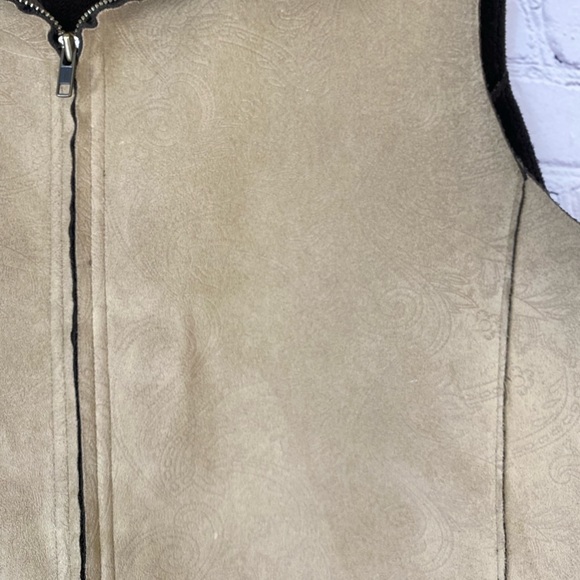 Chicos Tan Suede Paisley Embossed Vest size XL - Picture 3 of 10